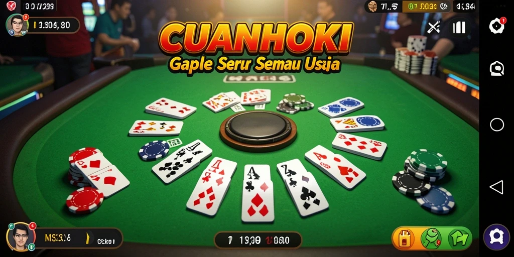 Screenshot gameplay CUANHOKI yang penuh dengan aksi Gaple.