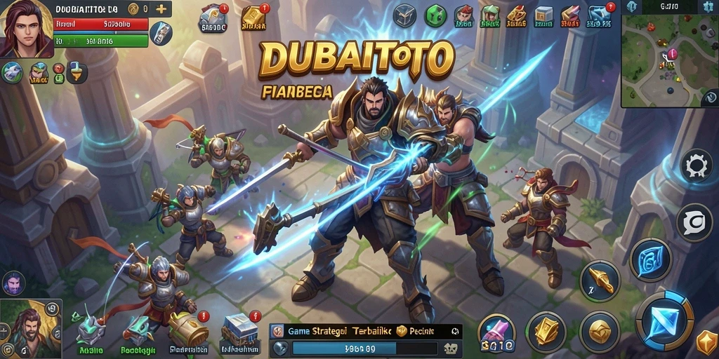 Screenshot gameplay DUBAITOTO yang menunjukkan pertempuran strategi.