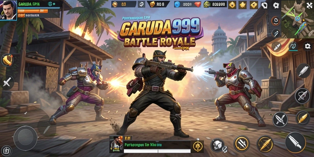 Screenshot GARUDA999 menampilkan aksi seru dari gameplay Battle Royale.