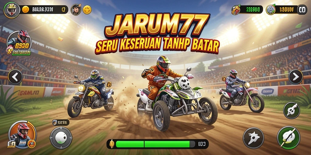 Screenshot JARUM77 menampilkan aksi balapan yang mendebarkan.