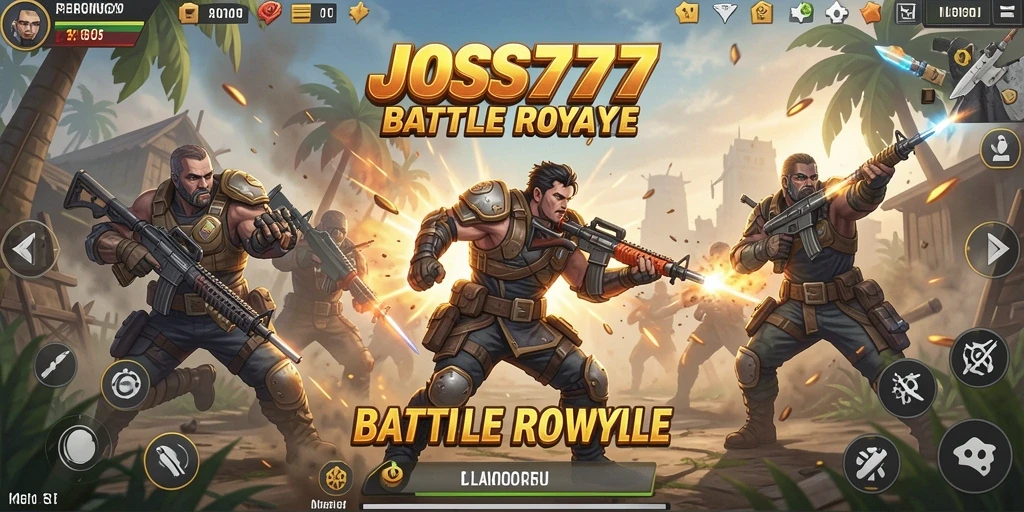 Screenshot dari gameplay seru JOSS777 dalam pertempuran Battle Royale.