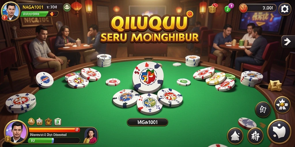 Screenshot utama permainan QiuQiu yang menampilkan suasana seru.