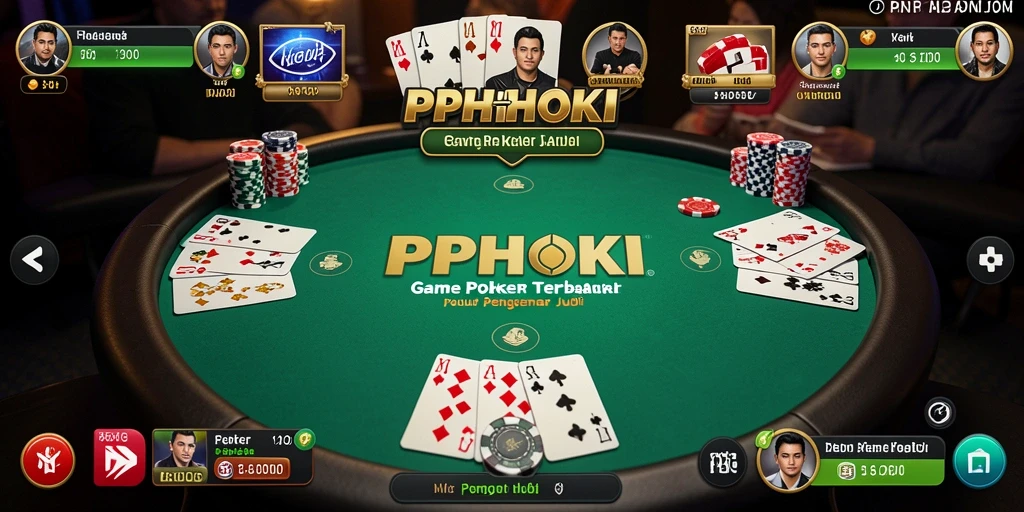 Tampilan gameplay seru dalam PPHOKI dengan suasana Poker yang kompetitif.
