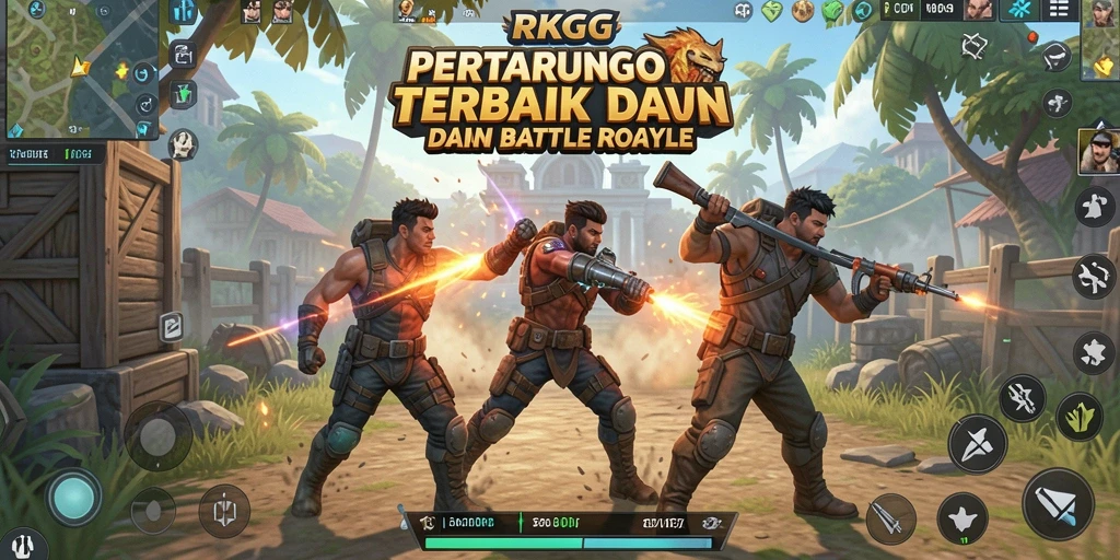 Tangkapan layar gameplay menampilkan aksi seru dalam pertempuran Battle Royale.