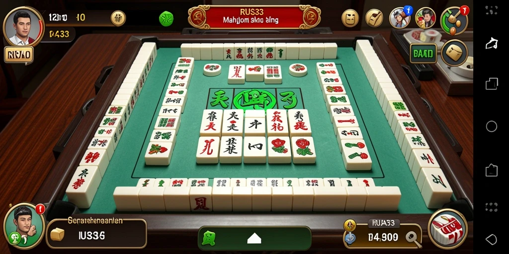 Tampilan gameplay menarik RUSA33 dengan ubin Mahjong yang berwarna-warni.