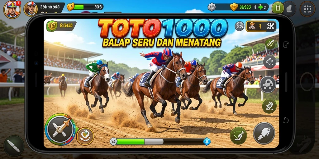 Tampilan gameplay TOTO1000 yang menegangkan saat balapan.