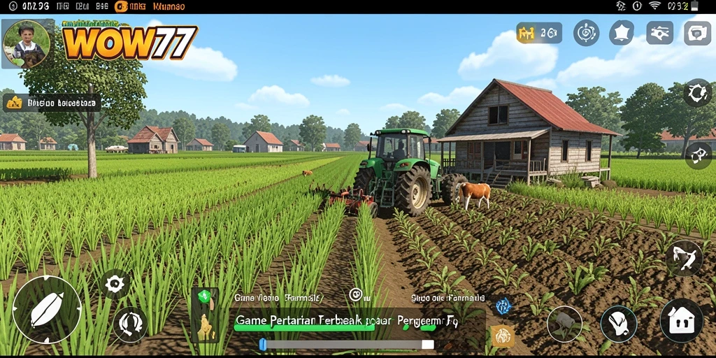 Screenshot WOW77 menampilkan gameplay menarik bertani di ladang.